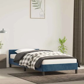 Estrutura de cama sem colchão 80x200 cm veludo azul-escuro