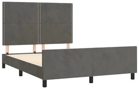 Estrutura de cama sem colchão 140x200 cm veludo cinzento-escuro