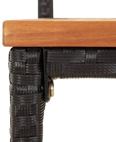 3 pcs conjunto de bar p/ jardim vime PE/acácia maciça preto