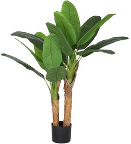 HOMCOM Planta Artificial Ø17x120 cm Bananeira Atificial com Vaso e 15 Folhas Planta Artificial Decorativa para Interior Verde | Aosom Portugal