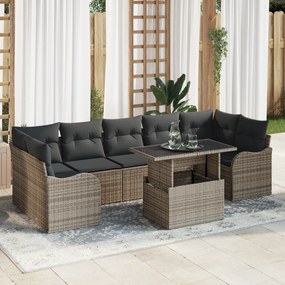 Conjunto de Sofás de Jardim de 8 Peças com Almofadas Cinzento em Ratta