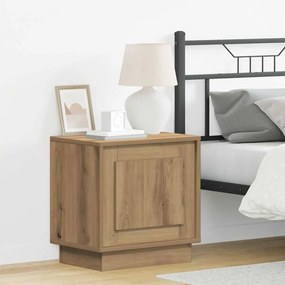 vidaXL Criado-mudo com Luzes de LED Carvalho Artesanal 44x34,5x45 cm