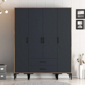 Guarda-roupa Kumsal STS – Nogueira e Antracite – 160x47,5x201,4 cm