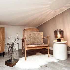 Candeeiro de mesa design preto com vidro fumê - Qara