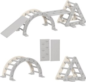 AIYAPLAY Triângulo de Escalada 8 em 1 para Crianças Rampa Reversível 279x80x69 cm Cinza | Aosom Portugal