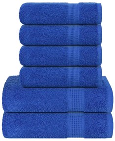 6pcs Conjunto toalhas banho 360 gsm 100% algodão azul