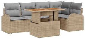 Conjunto de Jantar de Jardim com 6 Peças e Almofadas em Rattan Sintéti