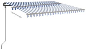 Toldo automático c/ LED e sensor de vento 4,5x3,5 m azul/branco