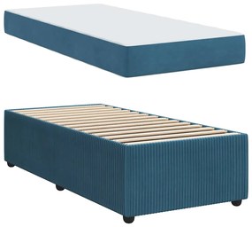 Estrutura de cama com colchão Outros Azul 90 x 190 cm Veludo