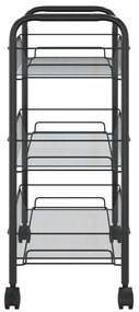 Carrinho de cozinha com 3 prateleiras ferro 46x26x64 cm preto