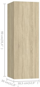 Móveis de TV 4 pcs 30,5x30x90 cm contraplacado carvalho sonoma