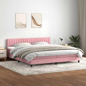 Cama com molas colchão 200x210 cm veludo rosa