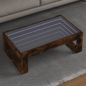 vidaXL Mesa de centro luzes LED Infinity 90x53x30 cm carvalho fumado