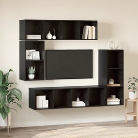 vidaXL Conjunto de móvel de TV 4 pcs Carvalho preto Madeira processada