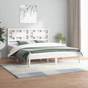 Estrutura de cama 160x200 cm madeira de pinho maciça branco