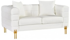 Sofá LARIOS, 2 lugares, estofado 157 x 84 x71 cm pele sintética branca