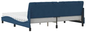 Cama com colchão 200x200 cm tecido azul