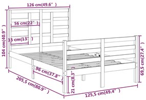 Estrutura de cama 120x200 cm madeira maciça branco