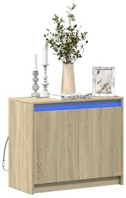 Aparador com luzes LED derivados de madeira carvalho sonoma