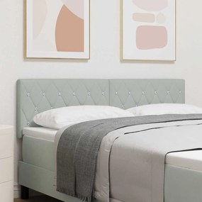 vidaXL Cabeceira com Botões de Cristal Cinza Claro - 160 cm em Veludo