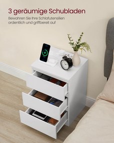 Conjunto de 2 mesas de cabeceira 35 x 40 x 59 cm modernas com 2 tomadas CA e 2 portas USB, brancas