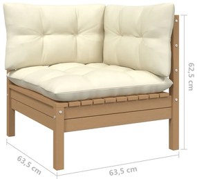 10pcs conj lounge jardim + almofadões pinho maciço castanho-mel