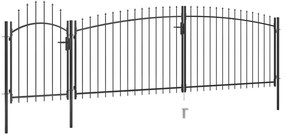 Portão p/ cerca de jardim com topo em lanças 5x2 m aço preto