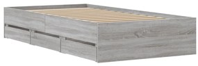 Estrutura de cama c/ gavetas derivados madeira cinza sonoma