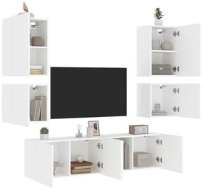vidaXL 6 pcs móveis de parede p/ TV derivados de madeira branco