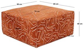 Pouffe Lora – Laranja – 85x85x40 cm