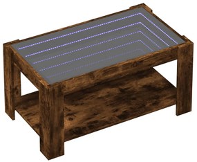 Mesa de centro c/ LEDs 90x50x40 cm madeira processada