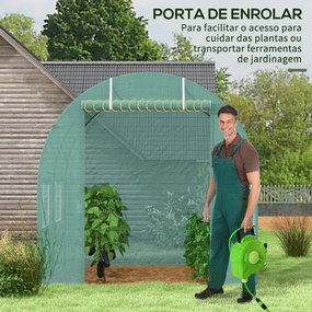 Estufa Tipo Túnel 245x200x198cm Estufa de Jardim com Janelas e Portas