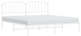 Estrutura de cama com cabeceira 200x200 cm metal branco