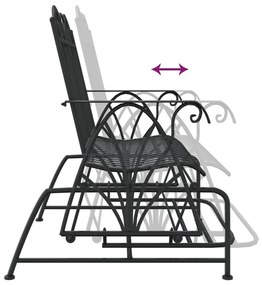 Banco de alpendre de 2 lugares 114 cm aço preto