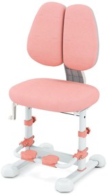 Cadeira de de escritório para crianças com encosto duplo ajustável, apoio para os pés, altura e profundidade do assento ajustáveis, rosa
