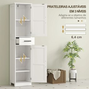 Coluna de Casa de Banho com 2 Prateleiras Ajustáveis Armário Alto de Casa de Banho Estreito Estilo Rústico 40x30x170 cm Branco