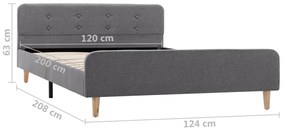 Estrutura de cama em tecido 120x200 cm cinzento-claro