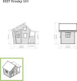 Casa de brincar exterior para crianças Crooky 150 em madeira - cinza-bege