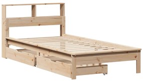 Cama com estante sem colchão 100x200 cm pinho maciço