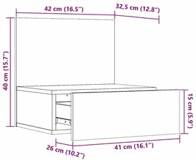 Mesa de Cabeceira Montada na Parede Branco 42 x 32.5 x 40 cm