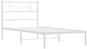 Estrutura de cama com cabeceira 75x190 cm metal branco