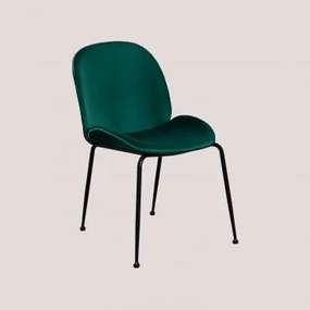 Pacote de 4 cadeiras de jantar Pary Velvet Verde Selva & Negro - Sklum