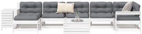 9 pcs conjunto sofás de jardim madeira de pinho maciço branco