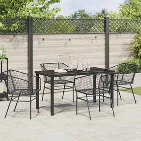 Conjunto de Jantar de Jardim com 5 Peças Preto em Rattan Sintético
