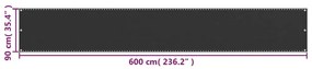 Tela varanda HDPE 90x600 cm antracite