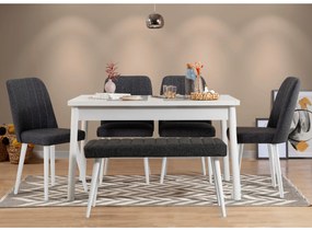 **** Conjunto Mesa e Cadeiras Costa – Branco/Antracite – Mesa: 120x77x