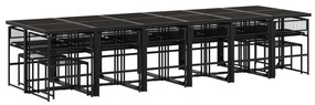 17 pcs conjunto de jantar p/ jardim c/ almofadões vime PE preto