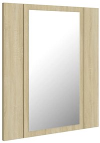 Armário espelhado casa de banho LED acrílico carvalho sonoma
