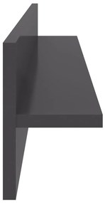 Estantes de parede 4pcs derivados de madeira cinza brilhante