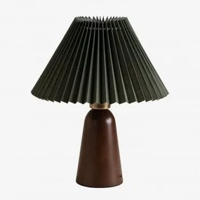 Lâmpada De Mesa Em Madeira Conklin Verde Exército - Madeira Escura - Sklum
